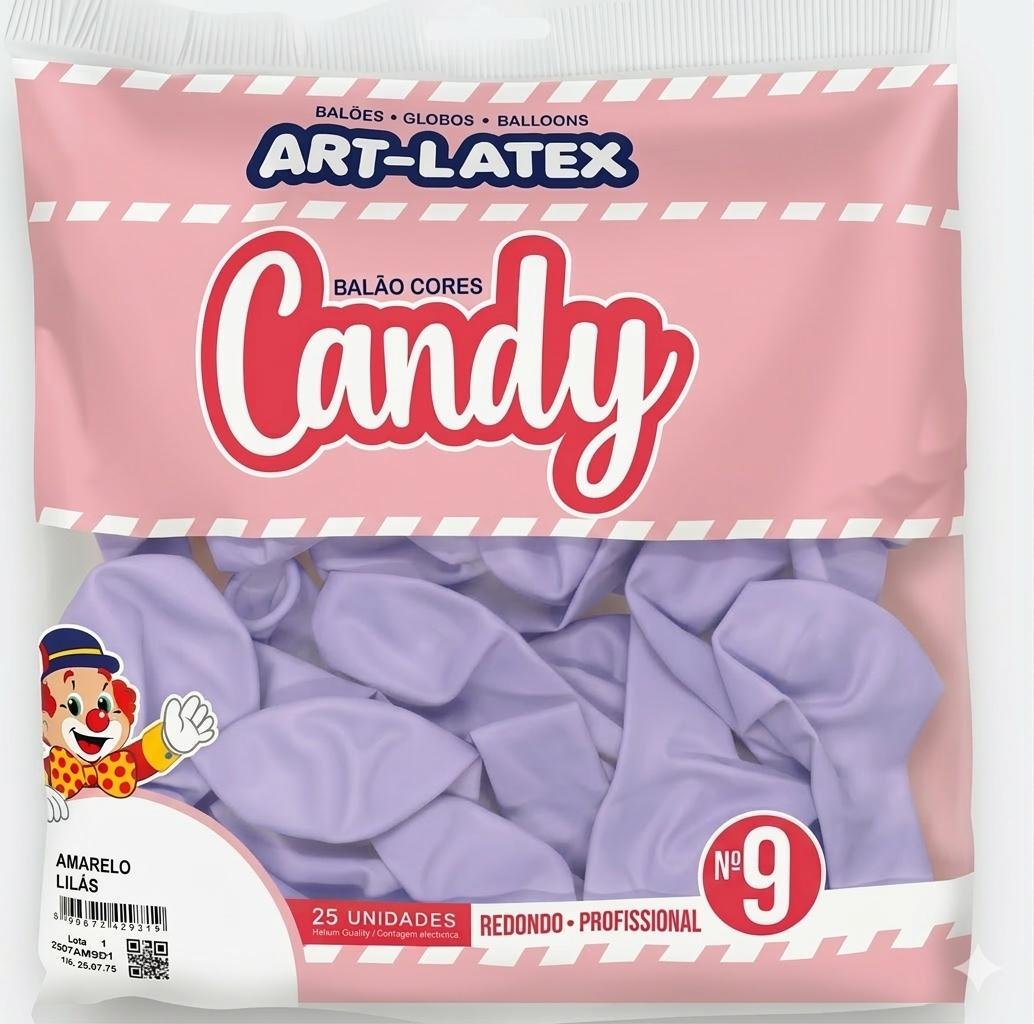 BALÃO REDONDO N09 ART LATEX CANDY 25 UND 