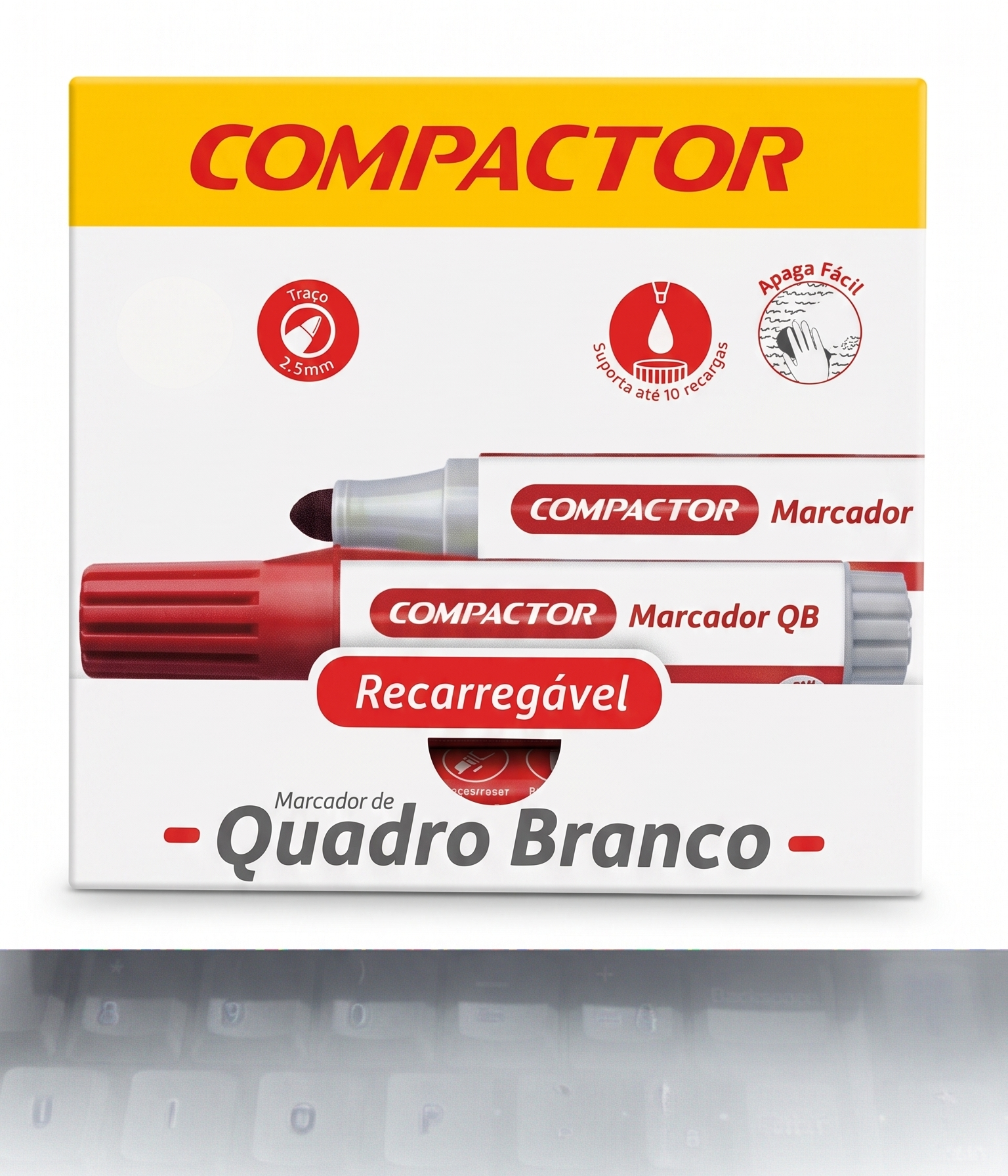 MARCADOR QUADRO BRANCO RECARREGAVEL COMPACTOR