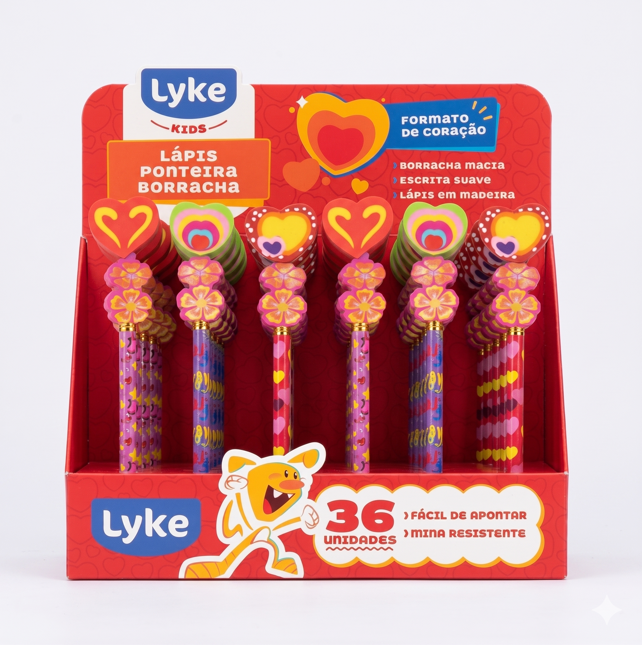 LAPIS ESTAMPADO COM BORRACHA CORAÇÃO LYKE