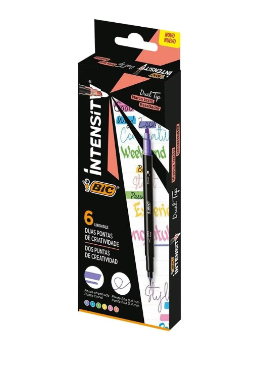 CANETA MARCA TEXTO INTENSIT BIC DUAS PONTAS 6 CORES 1354