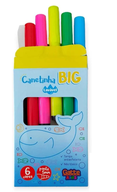 HIDROCOR BIG CANETINHAS  6 CORES GATTE