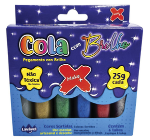 COLA COLORIA GLITTER 6 CORES MAKE MAIS 1564