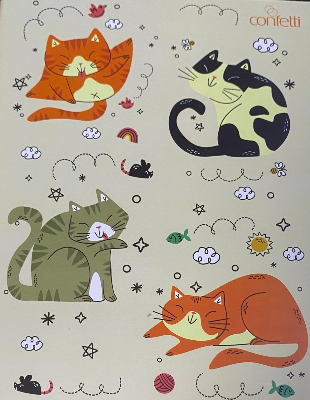 CADERNO BROCHURA CATS CONFETTI 80 FLS 