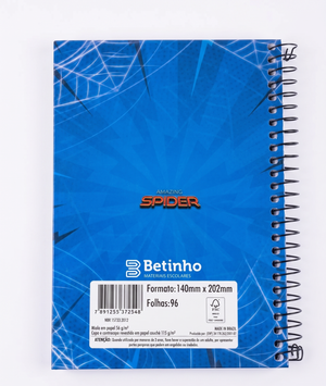 CADERNO ESPIRAL PEQUENO AMAZING SPIDER 96 FLS BETINHO