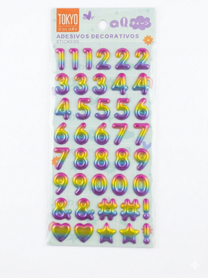 CARTELA ADESIVOS 3D LETRAS E NUMEROS TOKYO COLOR 