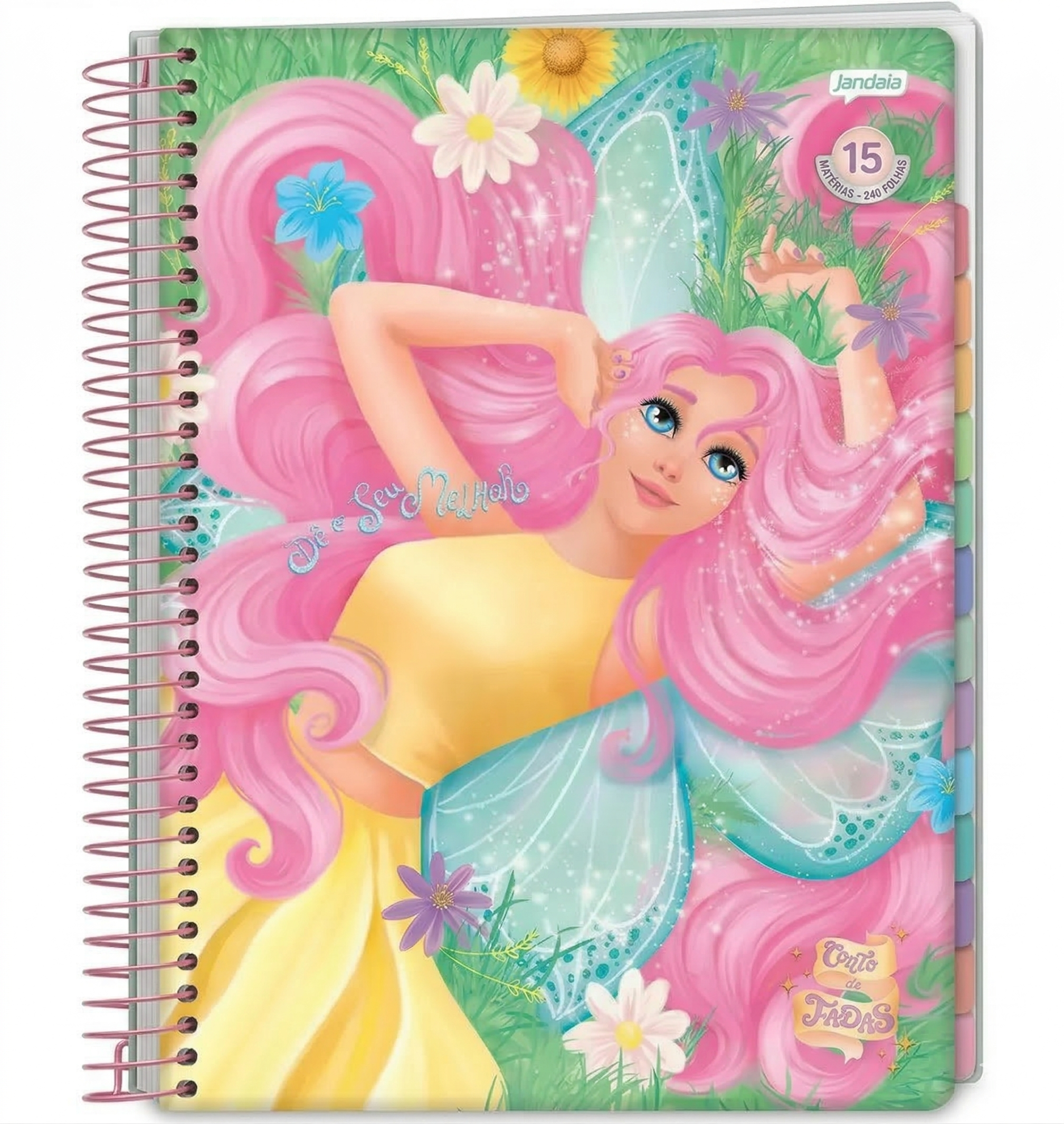 CADERNO 15 MATERIAS CONTO DE FADAS JANDAIA 240 FLS