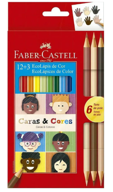 LAPIS COR FABER CASTELL ECO 12 CORES 3 TONS PELE