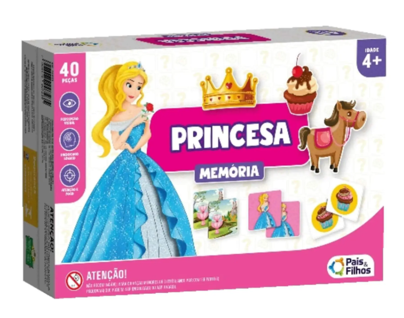 BRINQUEDO EDUCATIVO MEMORIA PRINCESA 40 PEÇAS PAIS E FILHOS 