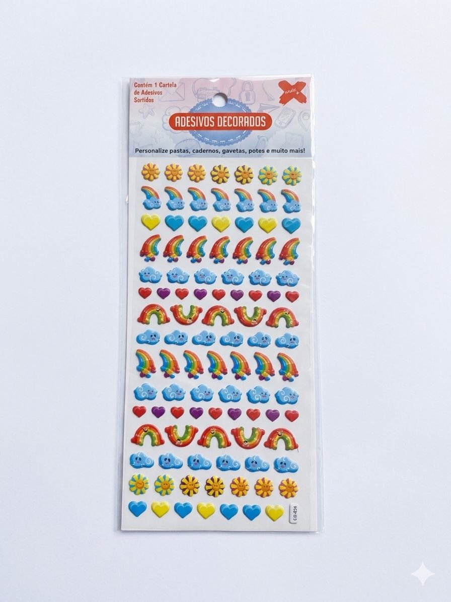 CARTELA ADESIVOS 3D DIVERTIDOS KIDS  MAKE MAIS