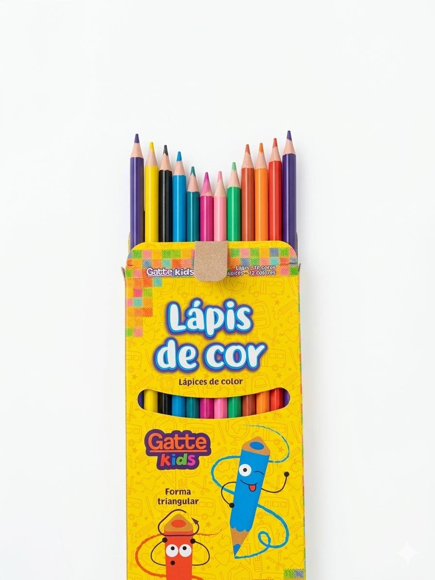 LAPIS COR TRIANGULAR 12 CORES GATTE 10019