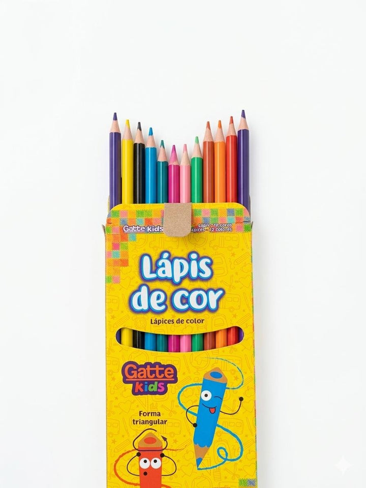 LAPIS COR TRIANGULAR 12 CORES GATTE 10019