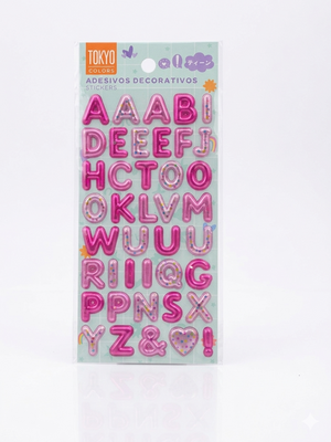 CARTELA ADESIVOS 3D LETRAS E NUMEROS TOKYO COLOR 