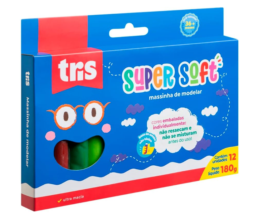 MASSA MODELAR SUPER SOFT 12 CORES 180G TRIS 684222