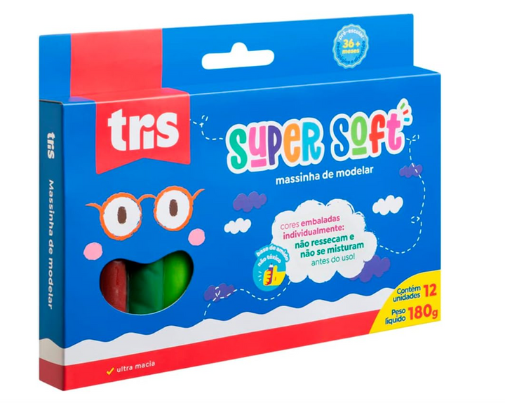 MASSA MODELAR SUPER SOFT 12 CORES 180G TRIS 684222