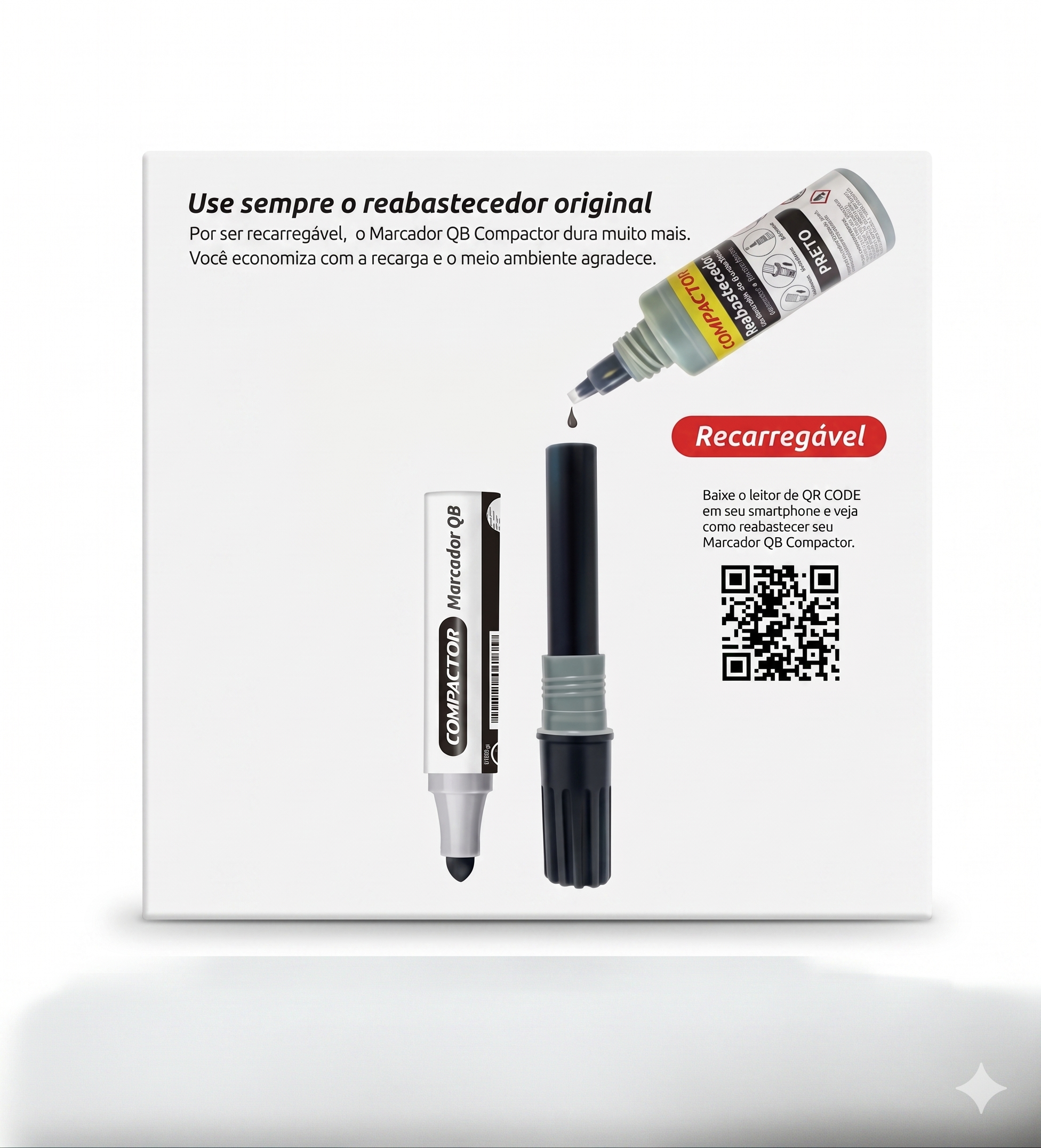 MARCADOR QUADRO BRANCO RECARREGAVEL COMPACTOR
