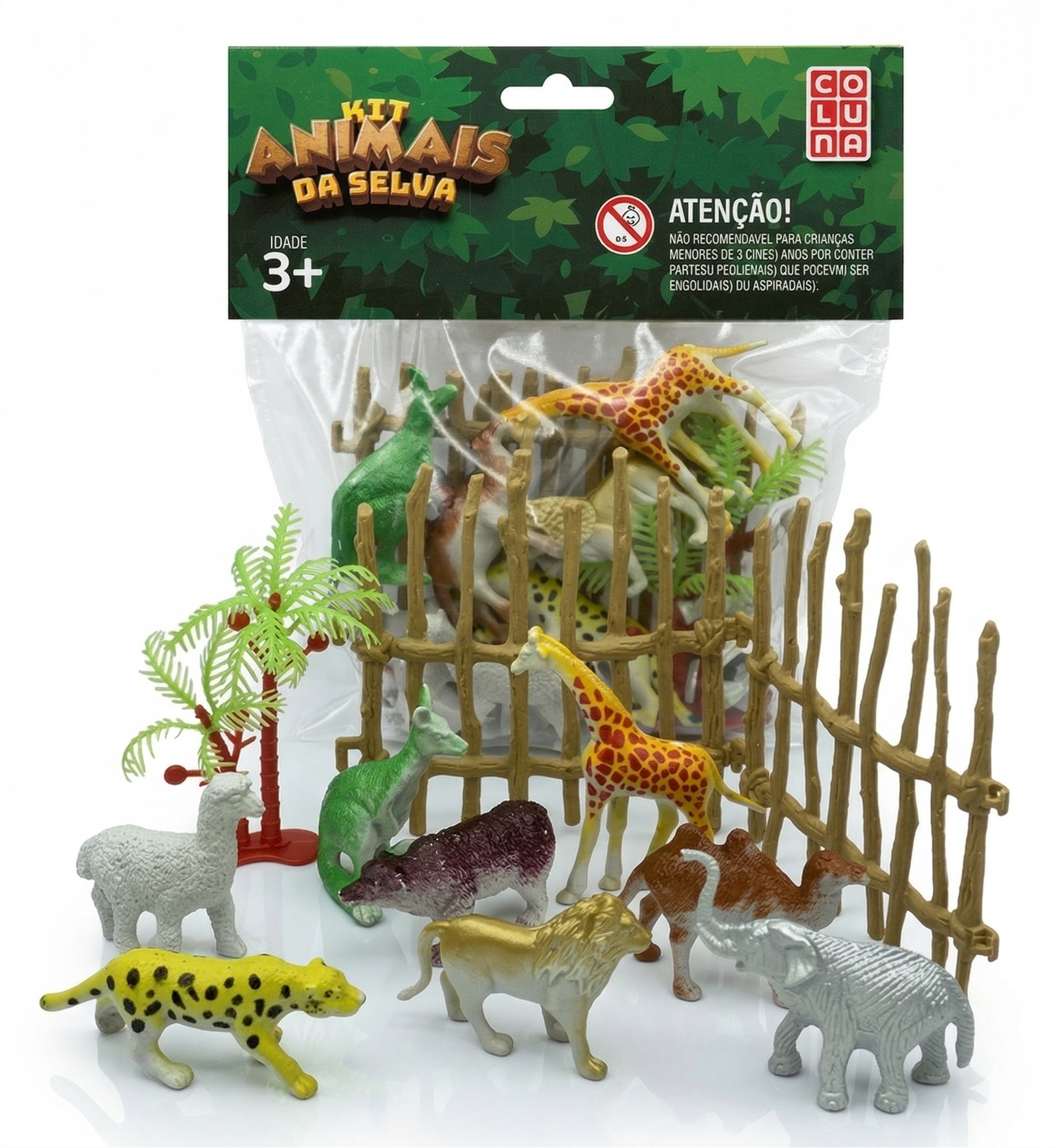 KIT ANIMAIS DA SELVA 11 PEÇAS COLUNA