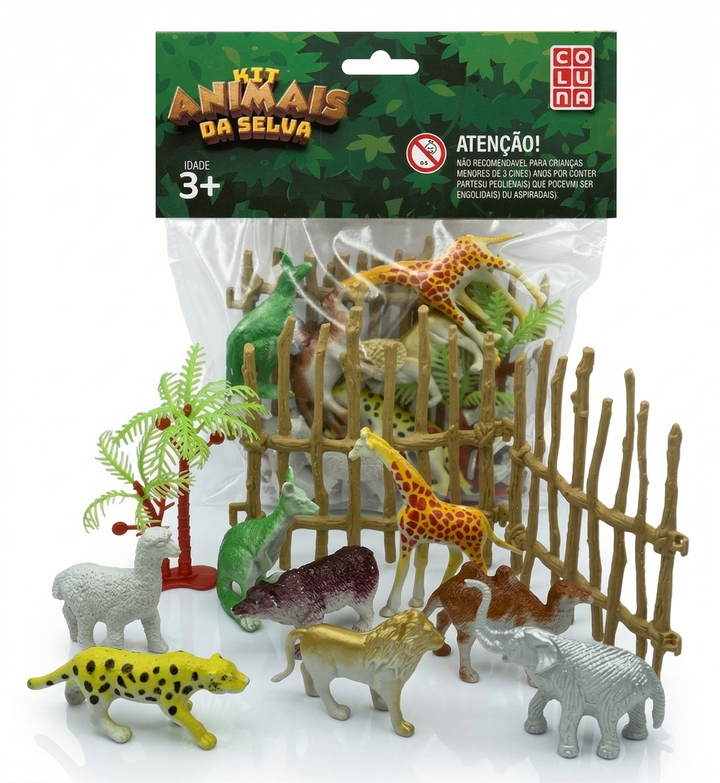 KIT ANIMAIS DA SELVA 11 PEÇAS COLUNA