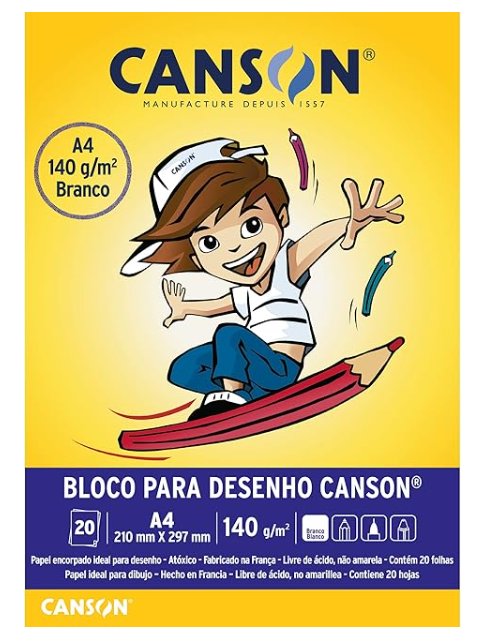 PAPEL DESENHO A4 140G LINHA ESCOLAR 20 FLS CANSON
