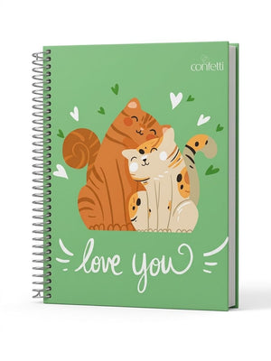 CADERNO UNIV 1M CATS CONFETTI 80 FLS