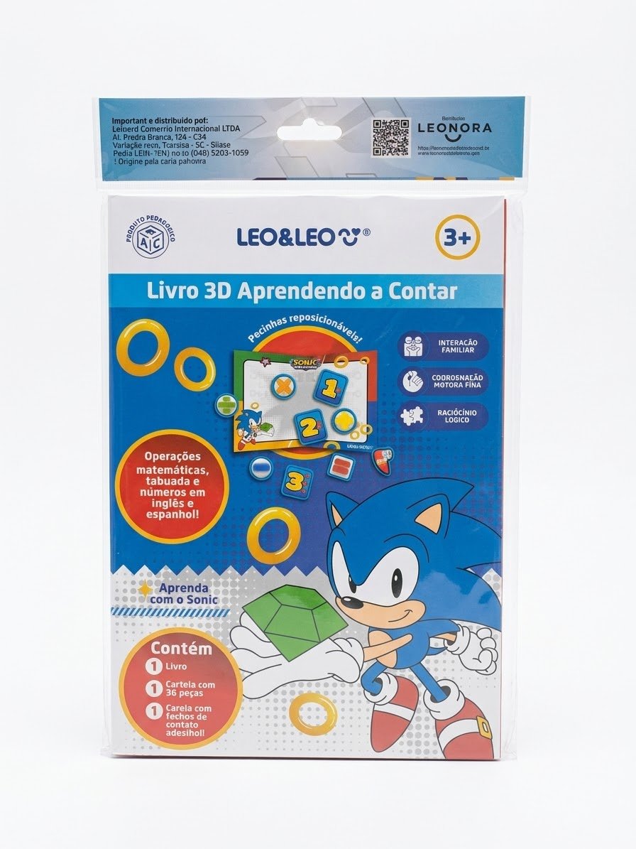 LIVRO 3D APRENDENDO A CONTAR SONIC LEO E LEO
