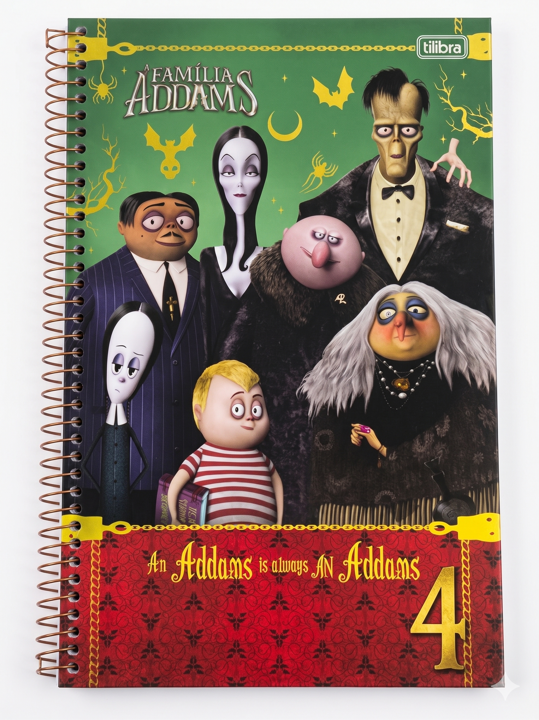 CADERNO 1M ESPIRAL FAMILIA ADDAMS 80 FLS TILIBRA
