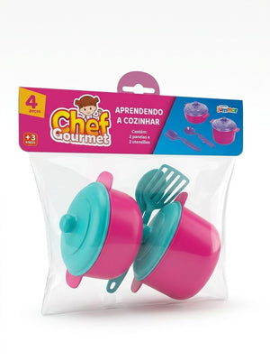 BRINQUEDO EDUCATIVO KIT APRENDENDO COZINHAR 4 PEÇAS