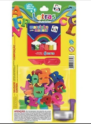 KIT MASSINHA MODELAR FORMAS LETRAS ESPATULA PICA PAU 7103