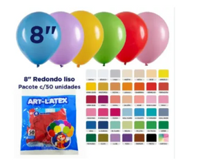 BALÃO REDONDO N8 ART LATEX 50 UND 