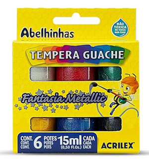TINTA GUACHE FANTASIA METALLIC 6 Cores 