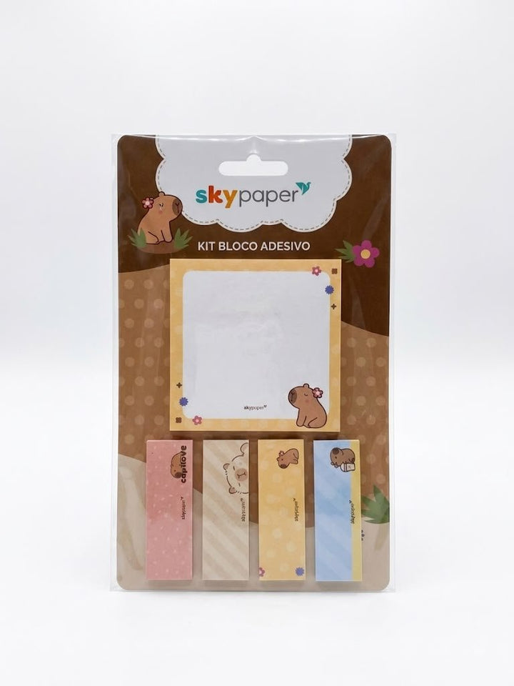 KIT BLOCO ANOTAÇÕES ADESIVOS 5 PÇAS CAPIVARA SKYPAPER