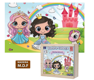 BRINQUEDO EDUCATIVO QUEBRA CABEÇA PRINCESAS 30 PEÇAS MADEIRA