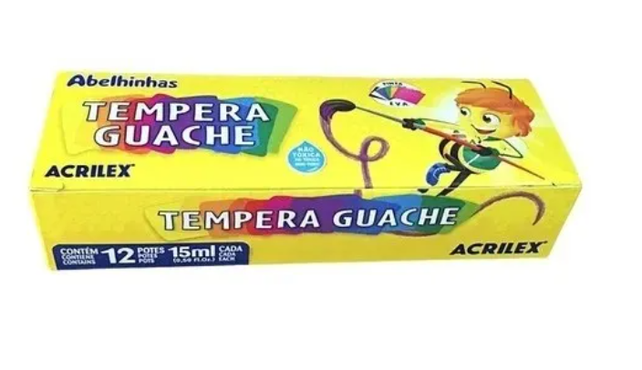 TINTA GUACHE 12 POTES 15ML ACRILEX REF 02012 