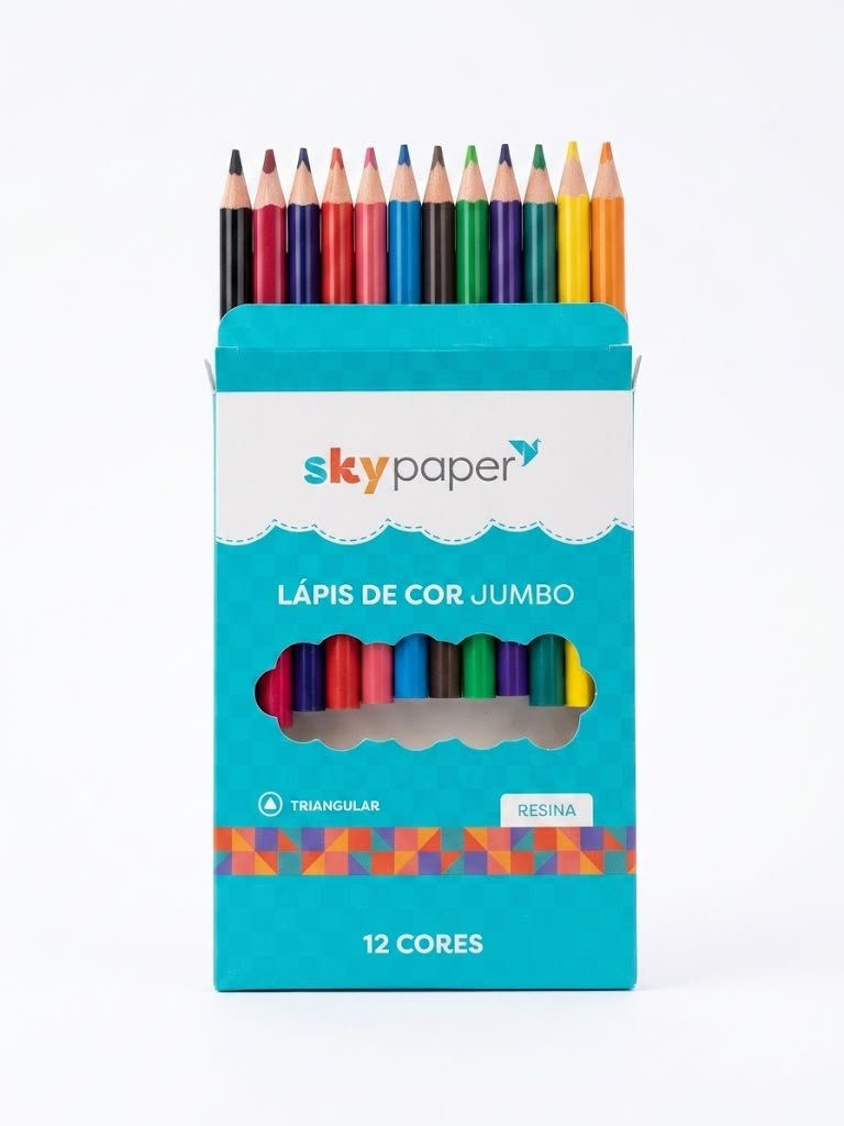 LAPIS COR JUMBO TRIANGULAR 12 CORES SKYPAPER SK1224