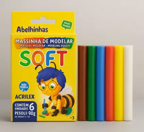 MASSA MODELAR SOFT ACRILEX 6 CORES 90G 3217