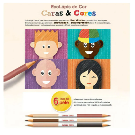 LAPIS COR FABER CASTELL ECO 12 CORES 3 TONS PELE