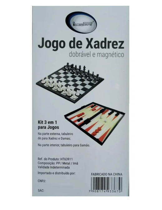 JOGO DE XADREZ MAGNETICO 3 EM 1 HT63911