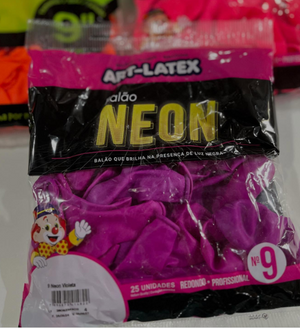 BALÃO REDONDO NEON ART LATEX 25 UND