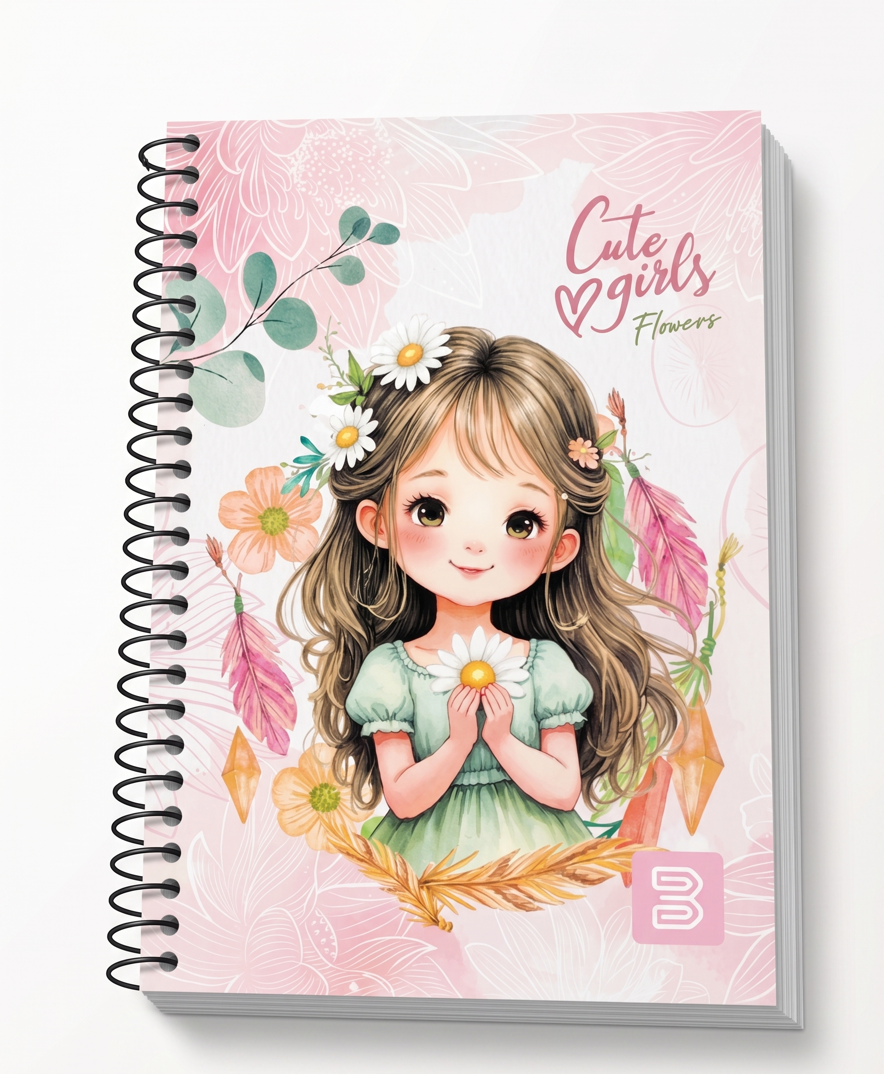 CADERNO ESPIRAL PEQUENO 2647 CUTE GIRLS FLOWERS 96 FLS BETINHO