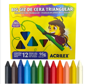 GIZ CERA TRIANGULAR  12 CORES ACRILEX 5249