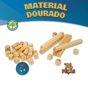 BRINQUEDO EDUCATIVO MATERIAL DOURADO 74 PEÇAS PAIS E FILHOS 