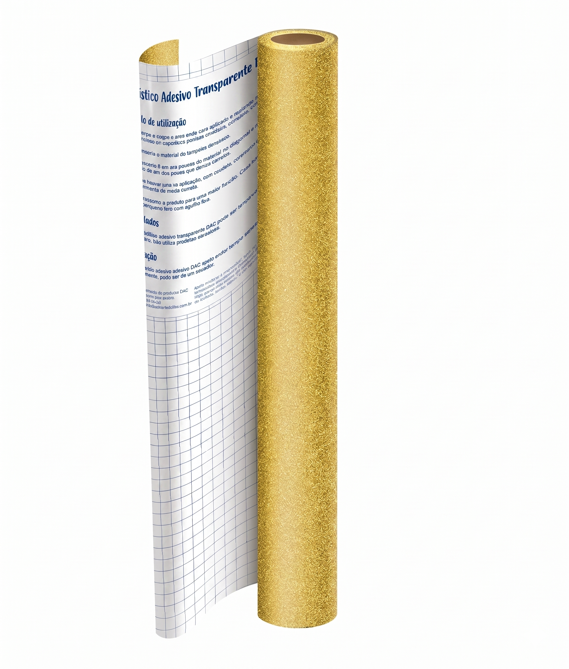 PLASTICO ADESIVO DOURADO COM GLITTER 45CMX1M DAC
