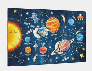 BRINQUEDE EDUCATIVO QUEBRA CABEÇA VIAGEM AO ESPAÇO 38 PEÇAS PAIS E FILHOS