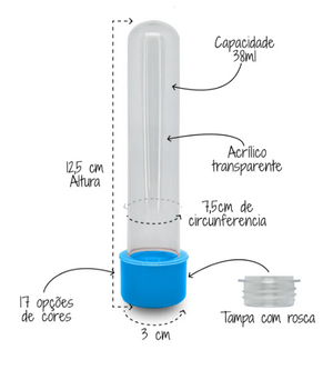 TUBETES PLASTICOS CRISTAL GRANDE TAMPA AZUL FR0016