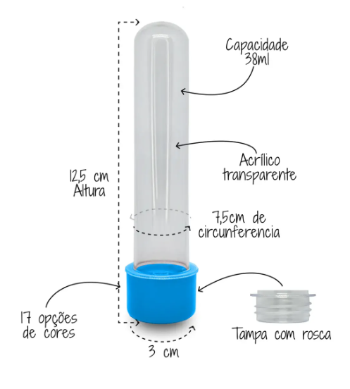 TUBETES PLASTICOS CRISTAL GRANDE TAMPA AZUL FR0016