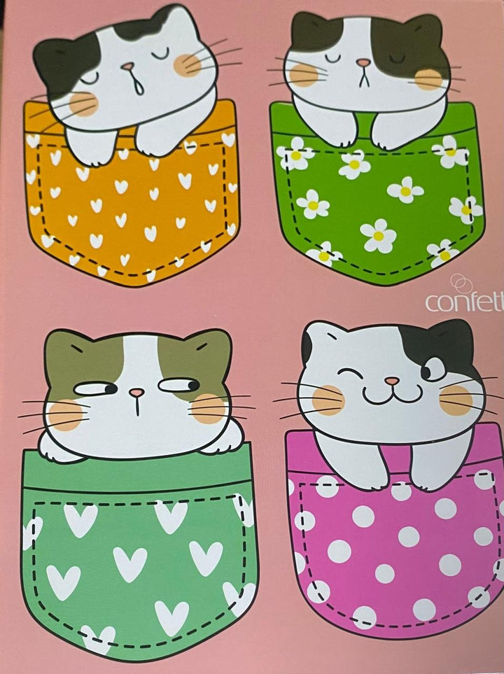CADERNO BROCHURA CATS CONFETTI 80 FLS 