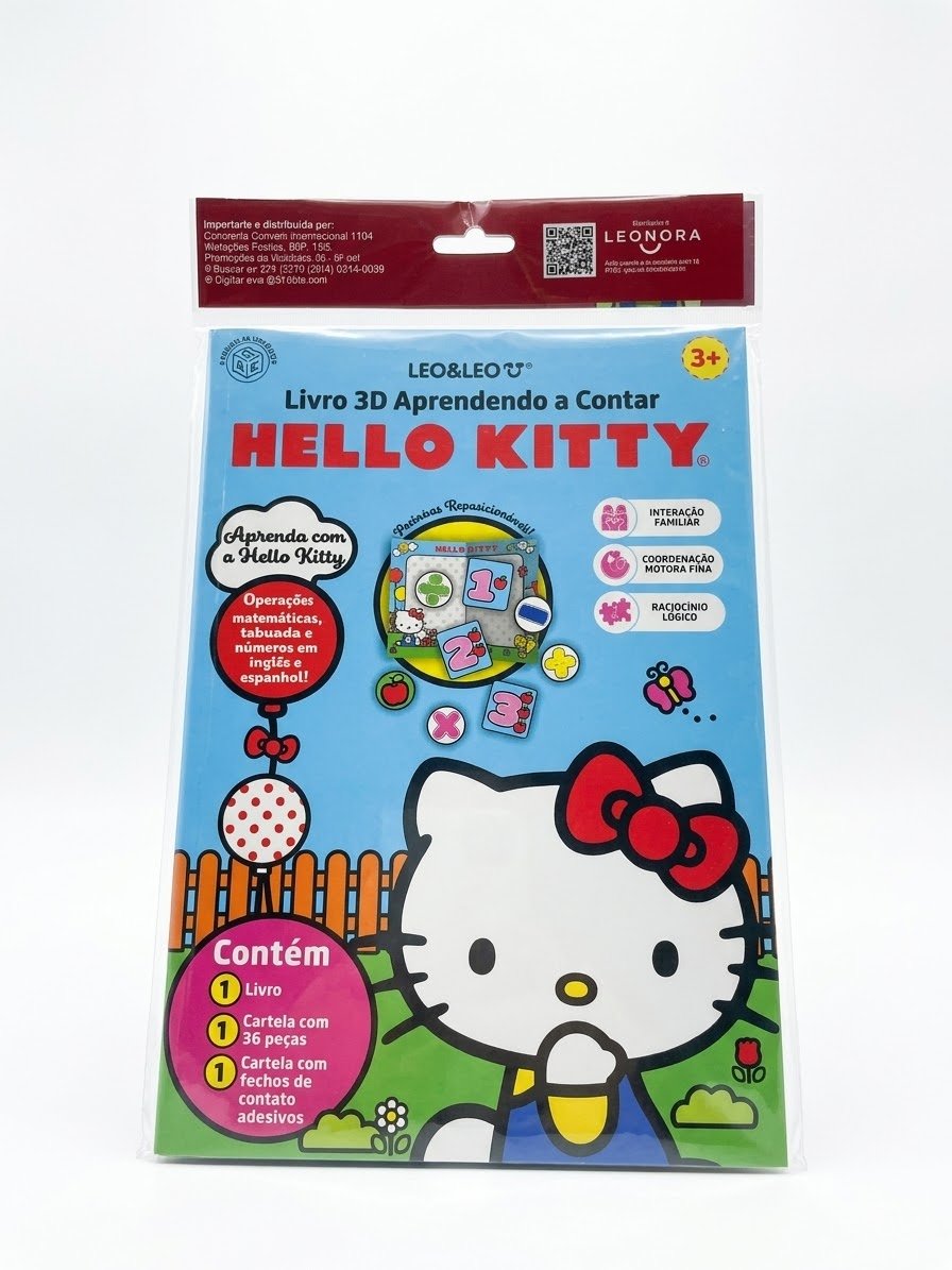 LIVRO  3D APRENDENDO A CONTAR HELLO KITTY LEO E LEO
