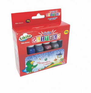 COLA COLORIDA COM GLITTER 6 CORES LYKE