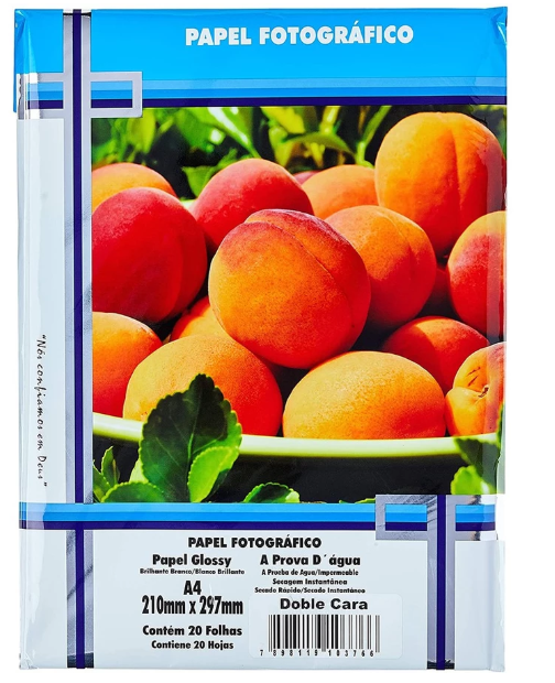 PAPEL FOTOGRAFICO A4 BRILHO MASTERPRINT DUPLA FACE 180G 20FLS PESSEGO 