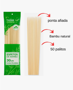 PALITO CHURRASCO ESPETO BAMBU 30CM FORTLAR
