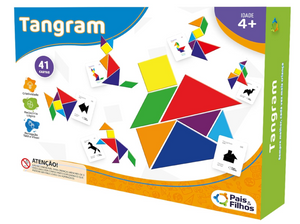 JOGO DIDATICO RACIOCINIO LOGICO TANGRAM 07 PEÇAS 41 CARTAS PAIS E FILHOS